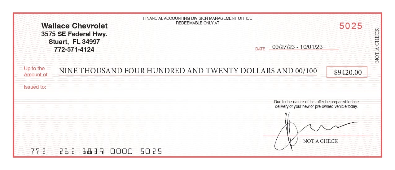 Redeemable at Wallace Chevrolet